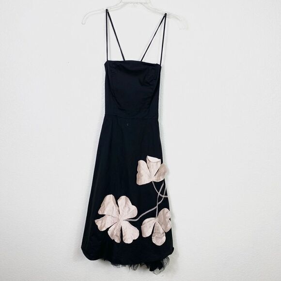 Rubber Ducky Productions Black Floral Appliqué Sleeveless A Line Dress - Picture 3 of 5